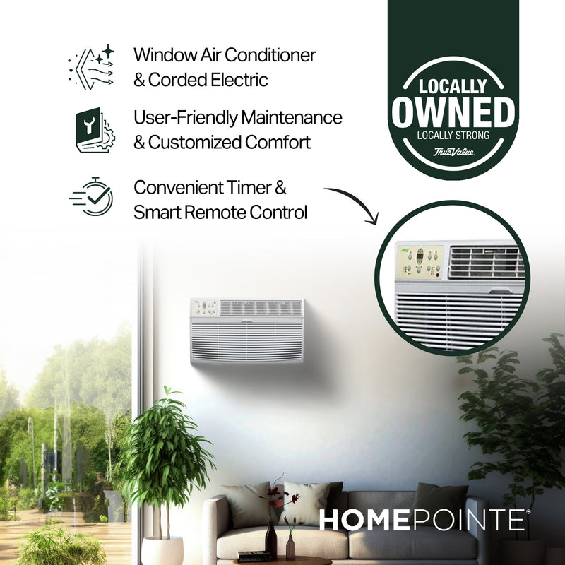 HomePointe 12,000 BTU 230 Volt The Wall Window Air Conditioner, White (Used)