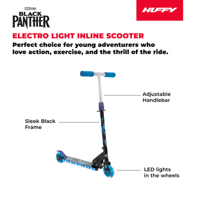 Huffy Marvel Black Panther Electro Light Inline Scooter for Kids, Black/Blue - VMInnovations