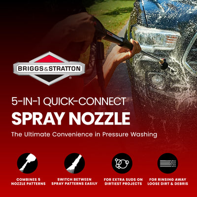 Briggs & Stratton Quick Connect 5 in 1 Spray Nozzle for Pressure Washers, Black