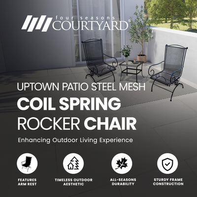 Four Seasons Courtyard Uptown Outdoor Patio Spring Rocker Chair, Black, 2 Pack