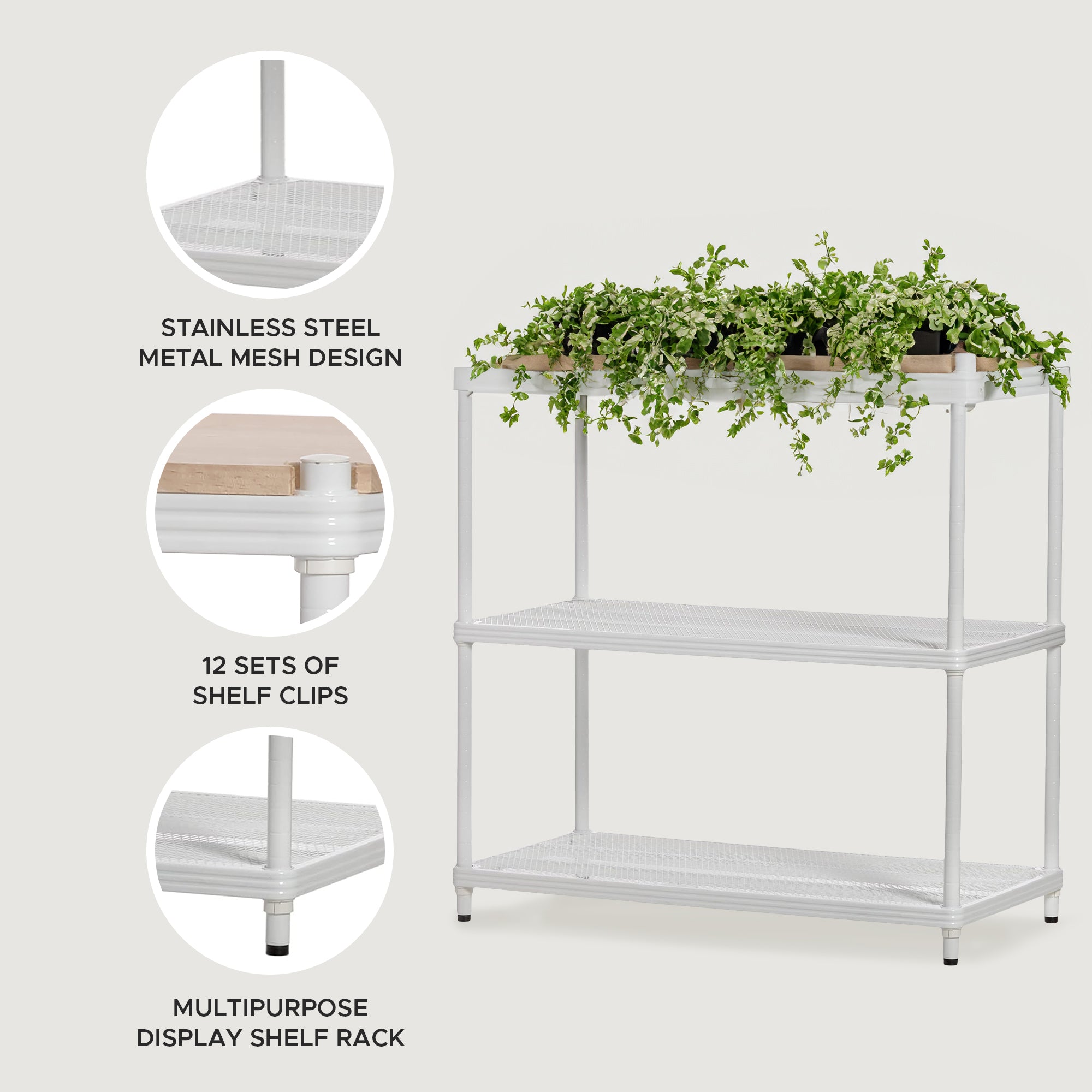 Design Ideas Metal Storage Wood Top Workbench Shelving Unit, White (Open Box) - VMInnovations