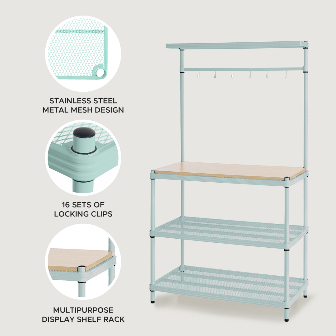 Design Ideas MeshWorks Metal Storage Wood Top Shelving Unit, Green (Open Box)