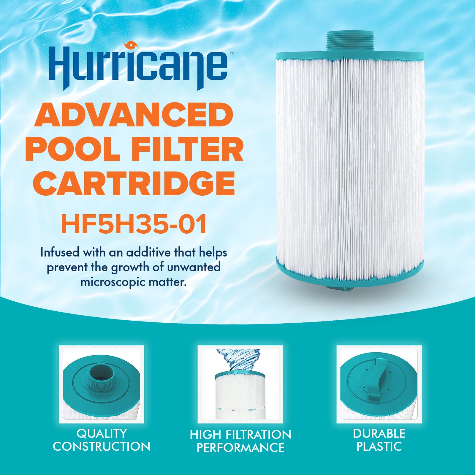 Hurricane 3 Pack HF5H35-01 Advanced Pool and Spa Filter Cartridge Replacement - VMInnovations