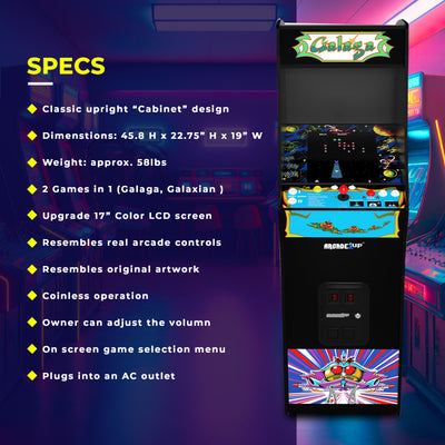 Arcade1Up GALAGA Deluxe 14 in 1 Arcade Game Machine 5-Foot Stand-Up Cabinet