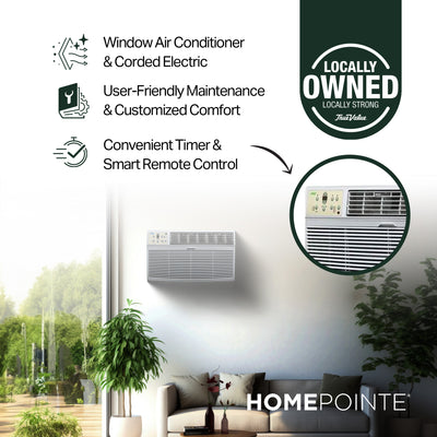 HomePointe 12,000 BTU 230 Volt Through The Wall Window Air Conditioner, White