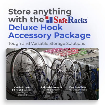 SafeRacks Hook Accessory Package for Storage and Organization, White, 18 Count