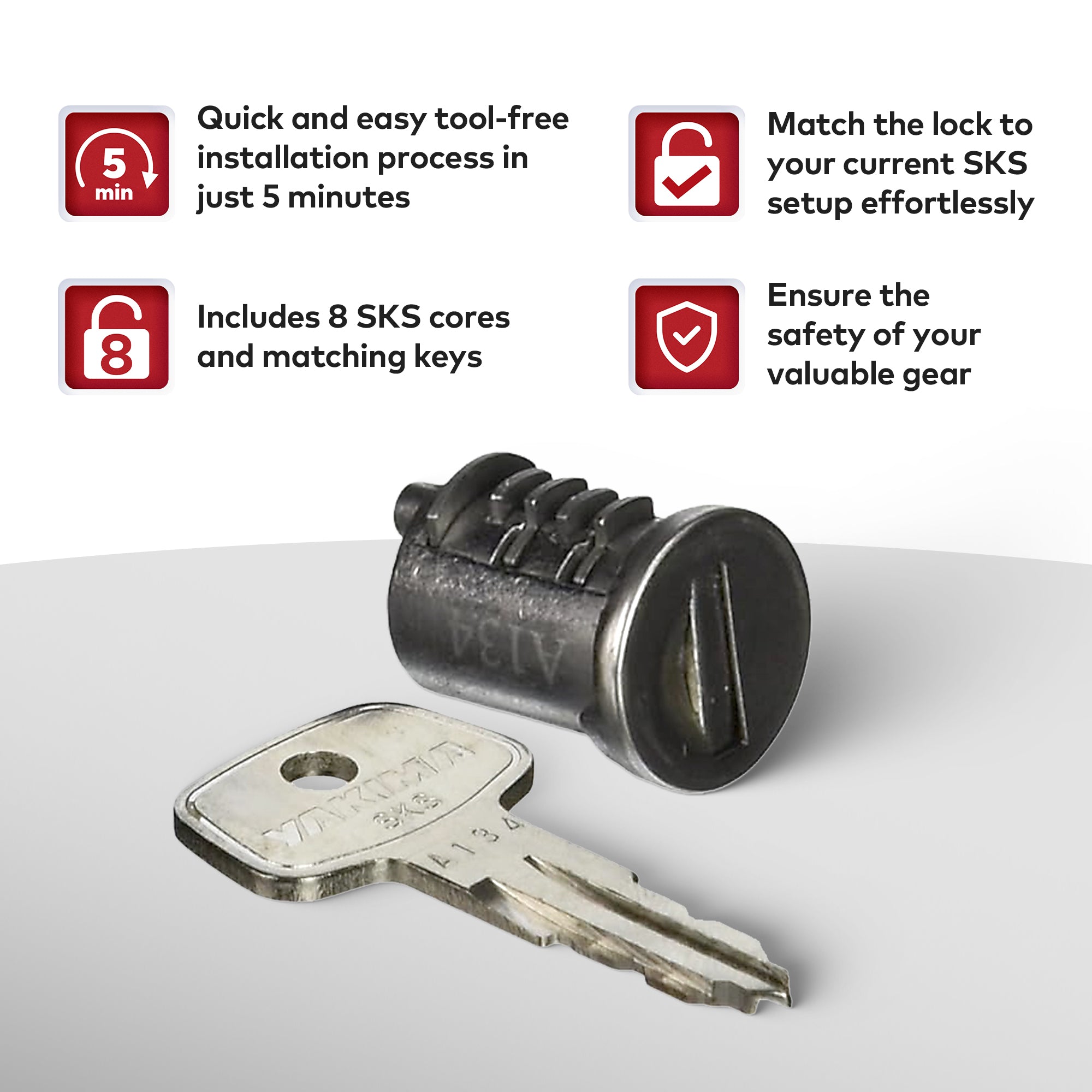 Yakima Car Rack System Component SKS Lock Cylinder Core Kit with Key (Open Box) - VMInnovations
