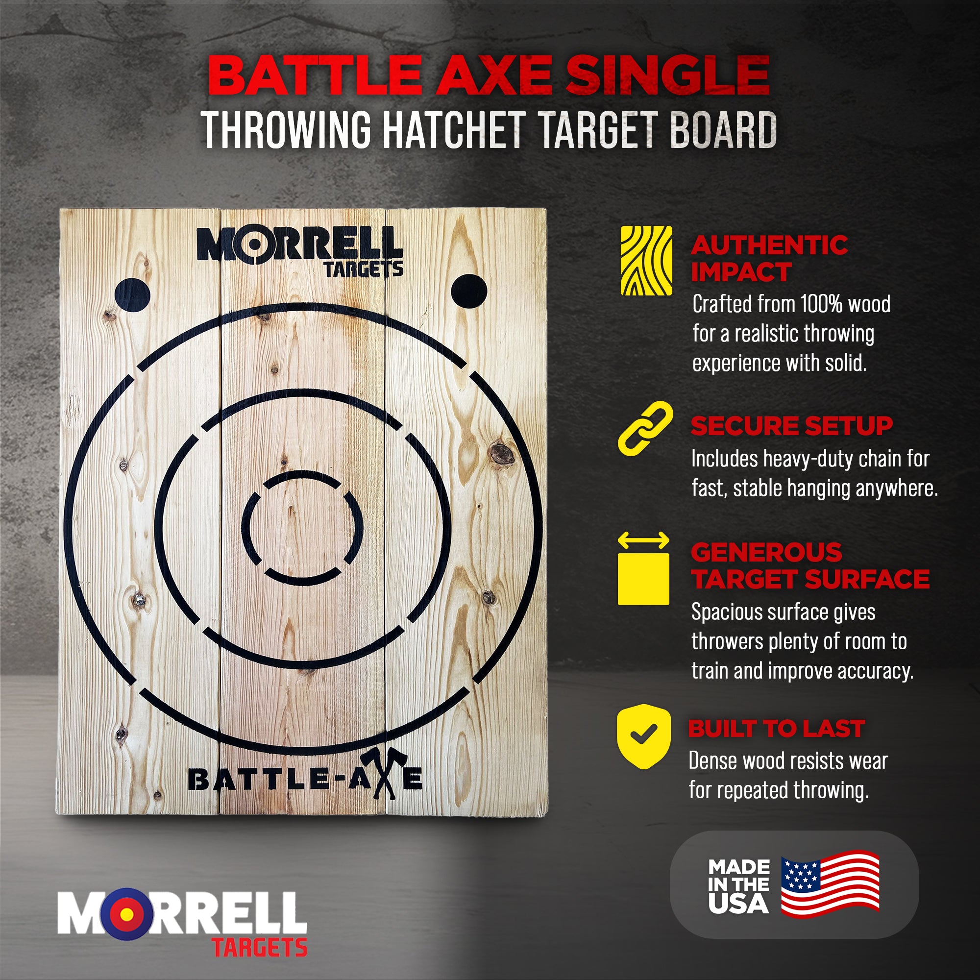 Morrell Targets Battle Axe Single Wood Throwing Hatchet Target Board (Open Box) - VMInnovations