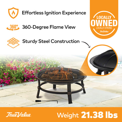 Mr. Bar-B-Q 29.3" Wood Burning Fireplace w/Match Ignition, Black (For Parts) - VMInnovations