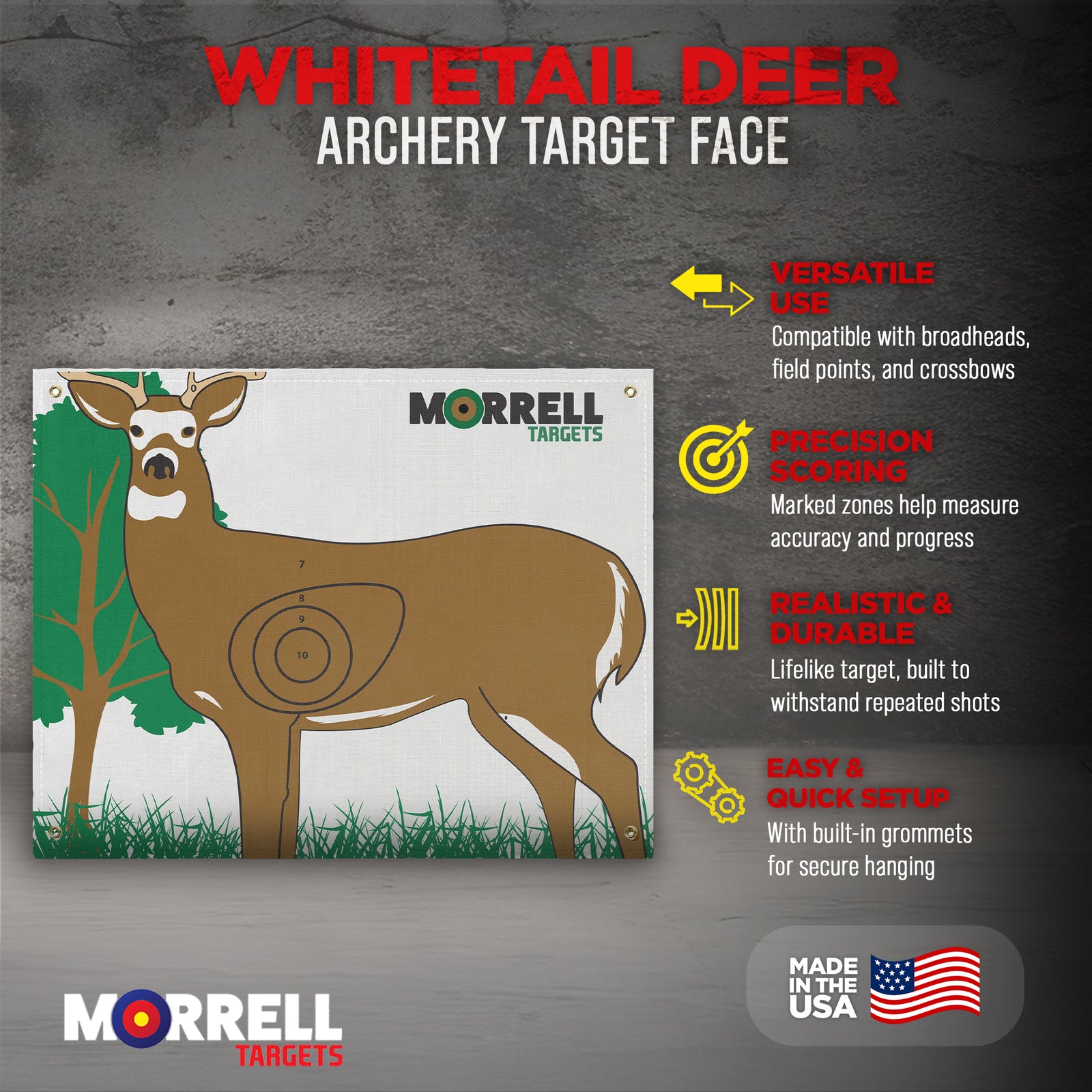 Morrell Targets Whitetail Deer IBO/NASP Archery Shooting Target Face for Hunting - VMInnovations