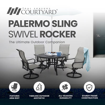 Four Season Courtyard Palermo Sling Swivel Rocker Outdoor Lounge Chair, 2 Pack - VMInnovations