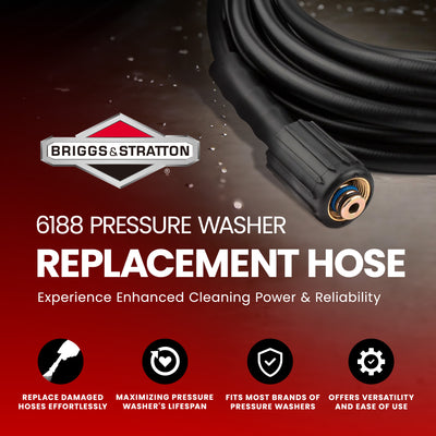 Briggs & Stratton 30 Ft x 1/4 Inch Pressure Washer Hose with Dual O-Ring Sealing
