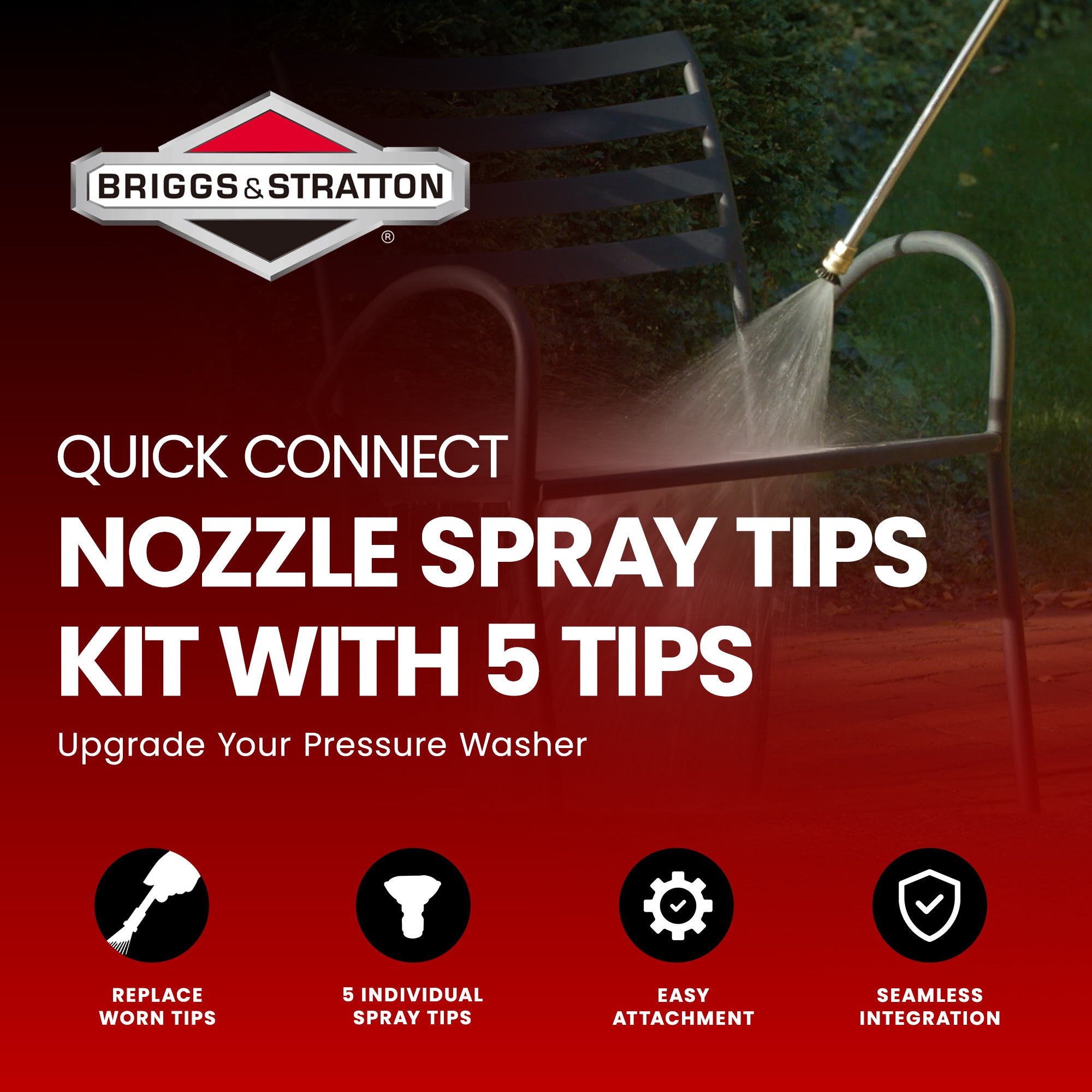 Briggs & Stratton Quick-Connect Nozzle Spray Tips Kit with 5 Tips, Multicolor