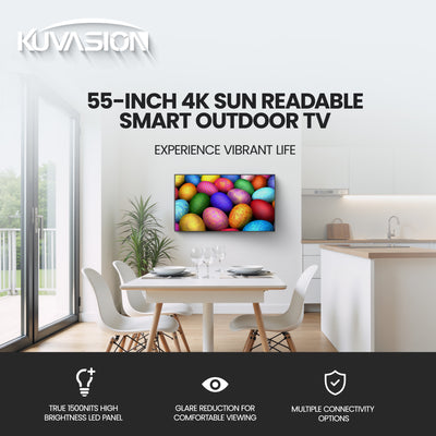 KUVAVISION True 1500 Nits 55in 4K Sun Readable Smart TV w/ Sound Bar (For Parts) - VMInnovations