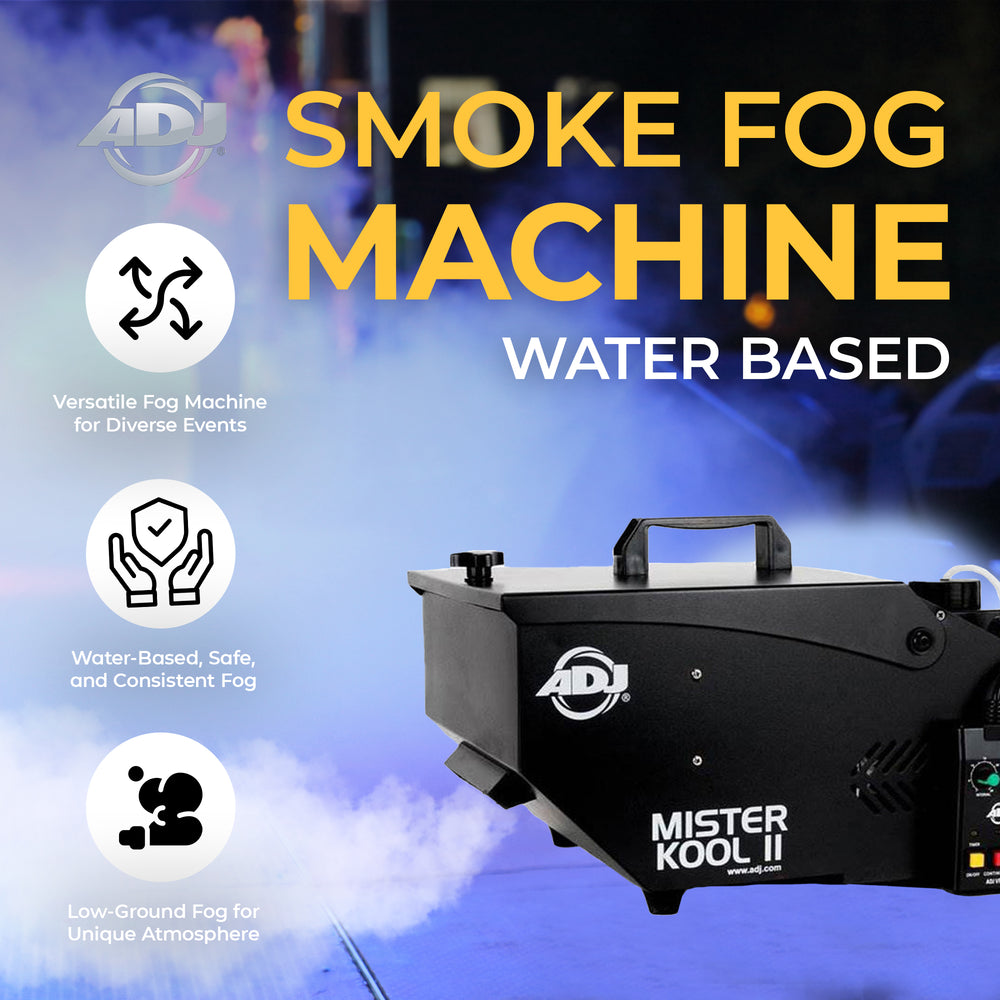 ADJ Low-Lying Water-Based Fog Machine w/Remote, Black & 4 Liter Fog Liquid Juice - VMInnovations