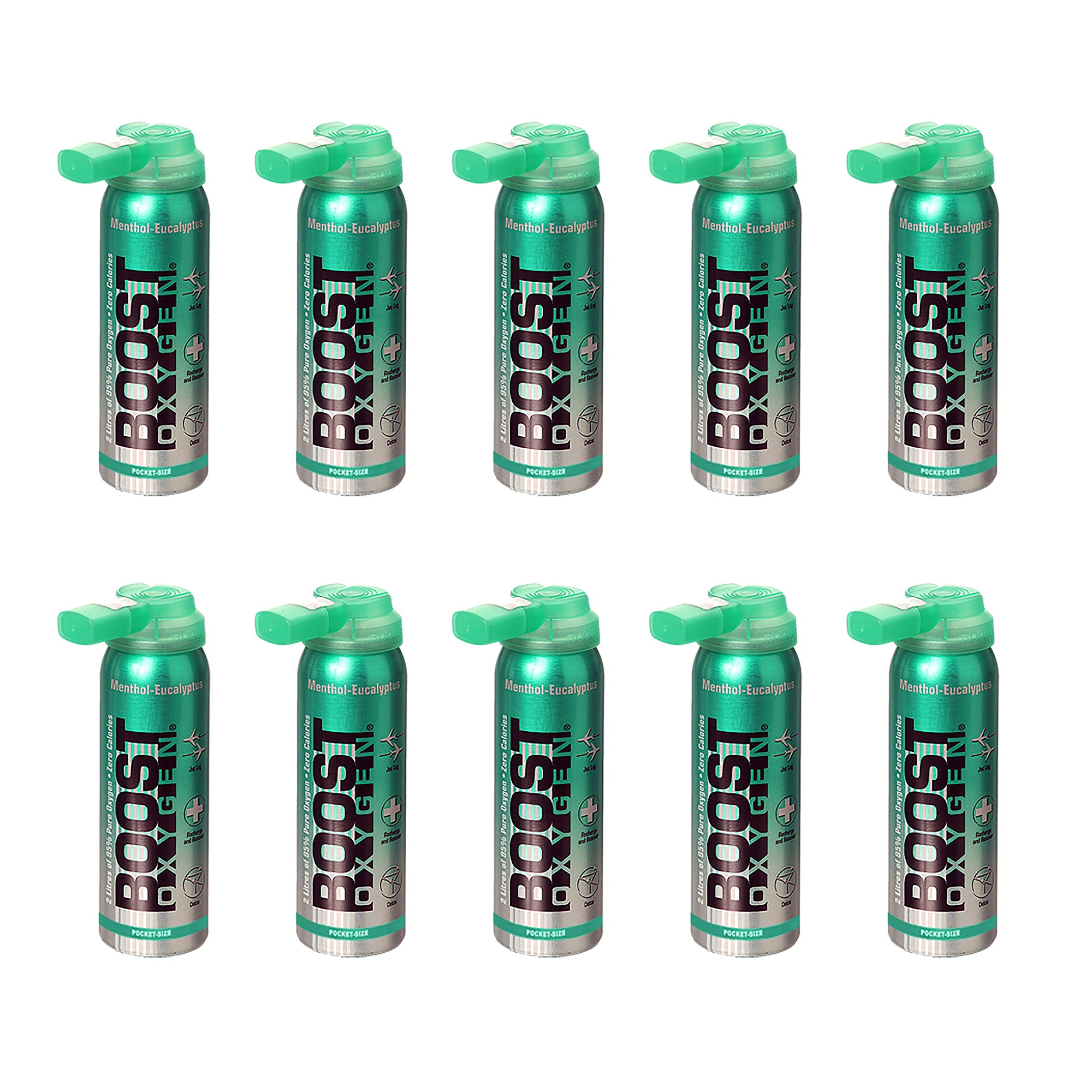 Boost Oxygen Menthol Eucalyptus Portable Oxygen Pocket Size (10 pack)