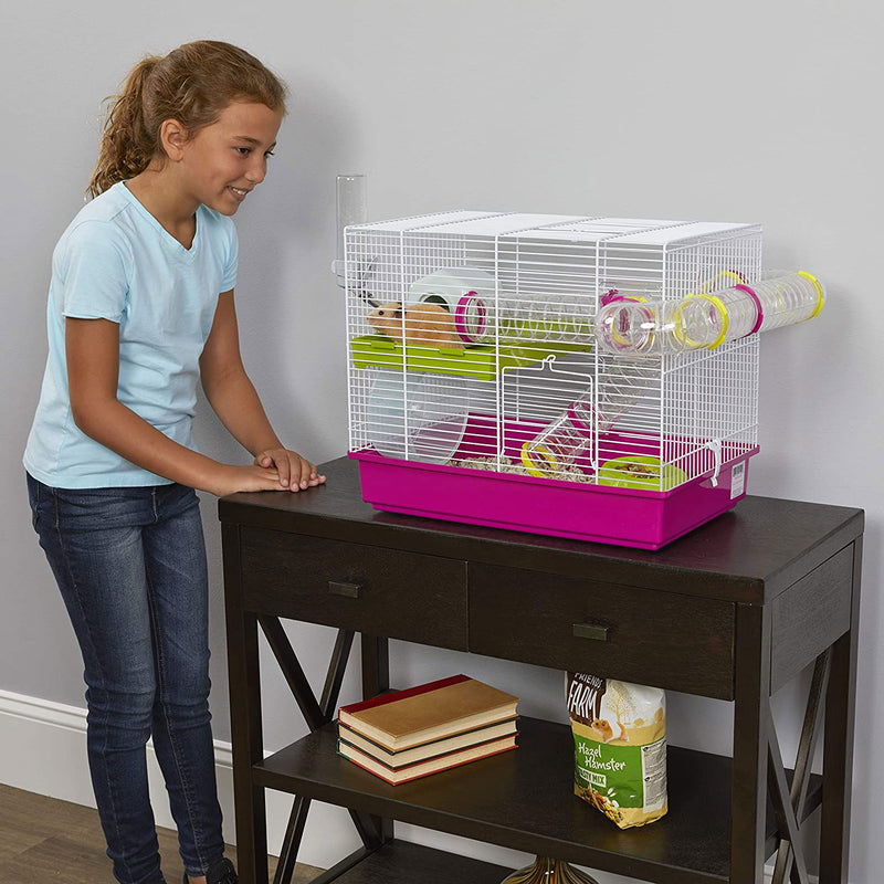 Ferplast Laura Hamster Cage with Play Tubes, Food Dish, Water Bottle, and Wheel