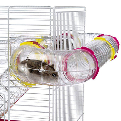 Ferplast Laura Hamster Cage with Play Tubes, Food Dish, Water Bottle, and Wheel