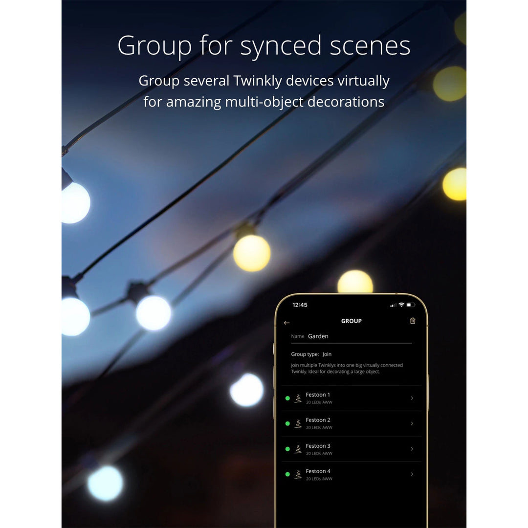 Twinkly Festoon App-Controlled Smart LED Light String 40 AWW (Open Box) - VMInnovations