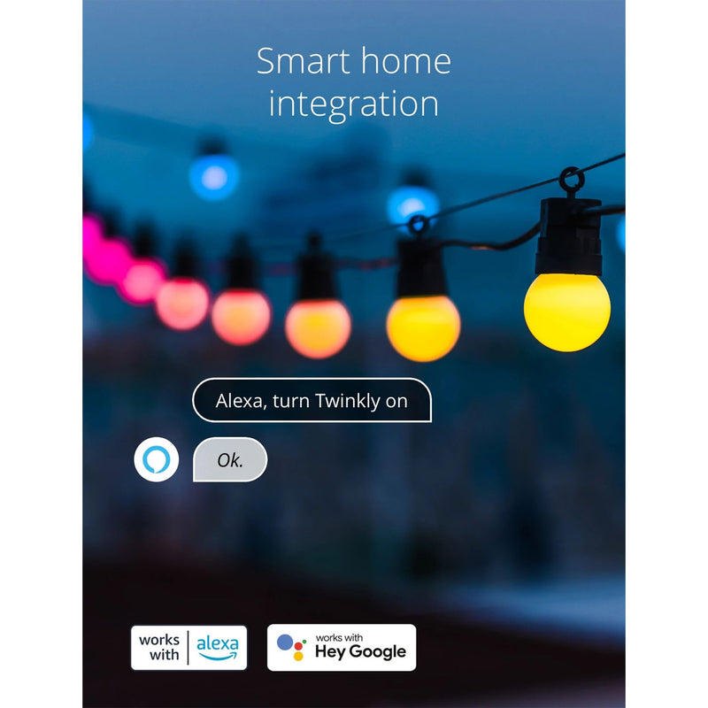 Twinkly Festoon App-Controlled Smart LED Bulb Light String 20 Multicolor (Used)