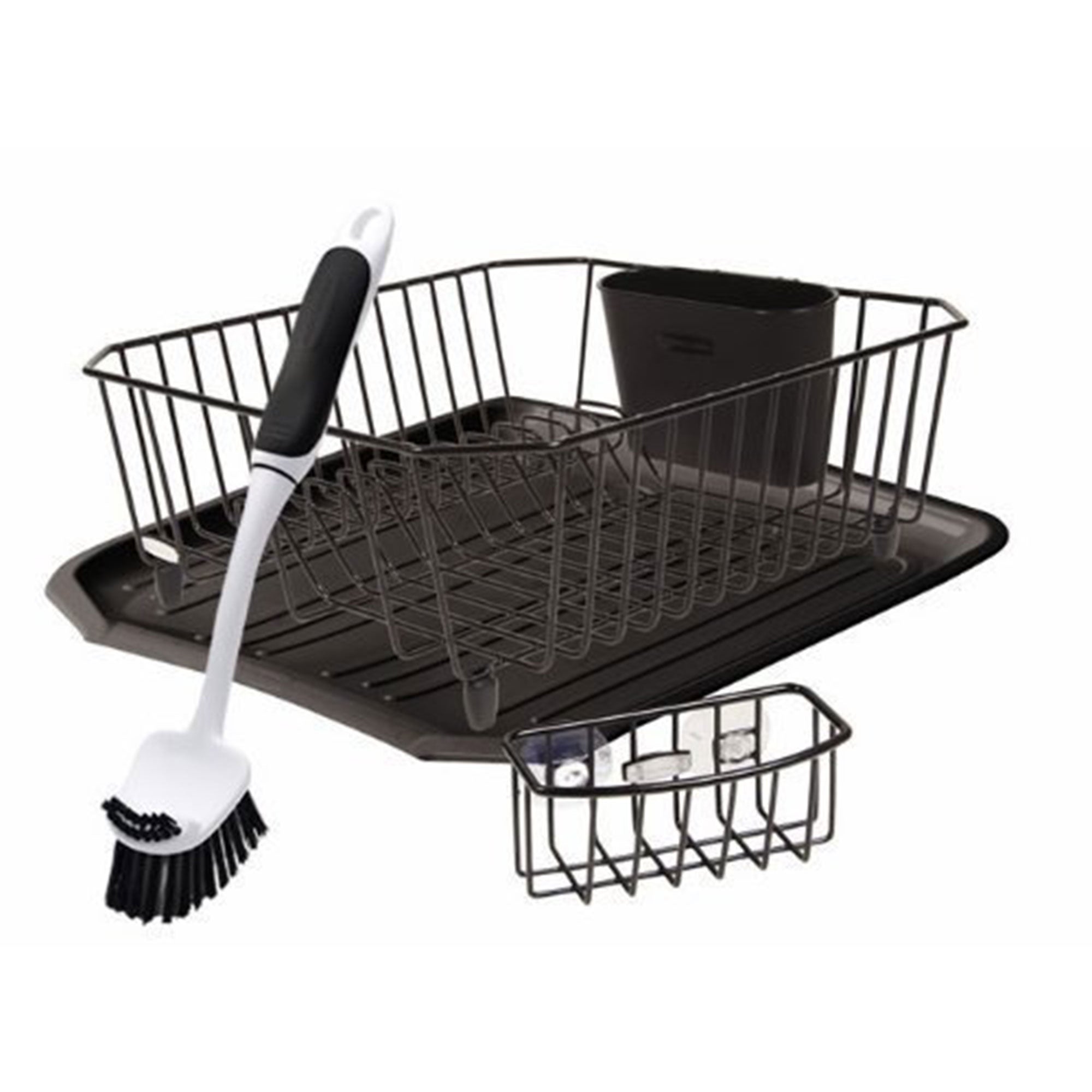 Rubbermaid 4 Piece Antimicrobial Counter Top Sinkware Wire Drainer Set, Black