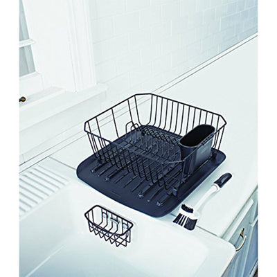 Rubbermaid 4 Piece Antimicrobial Counter Top Sinkware Wire Drainer Set, Black