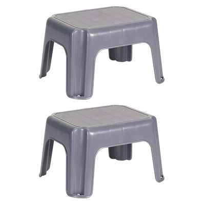 Rubbermaid Durable Roughneck Plastic Family Sturdy Step Stool, Gray (2 Pack) - VMInnovations