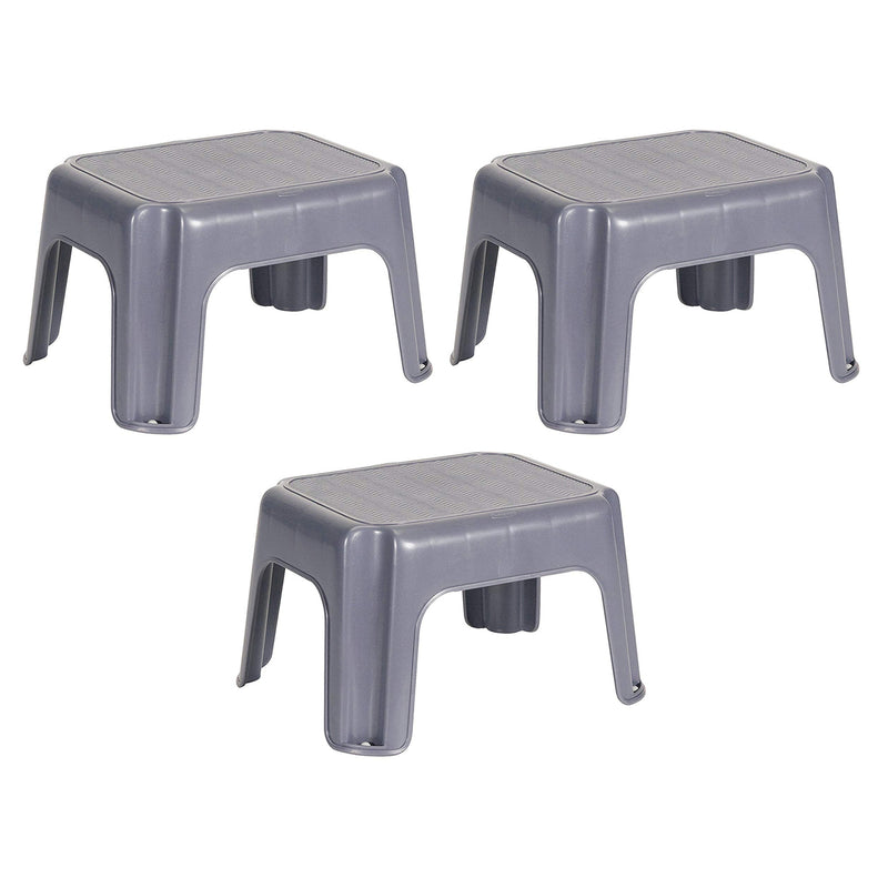 Rubbermaid Durable Plastic Step Stool w/ 250-LB Weight Capacity, Gray (3 Pack)