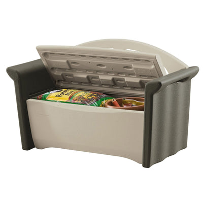 Rubbermaid 3764 4 Cubic Feet Patio Storage Bench Horizontal Outdoor Deck Box