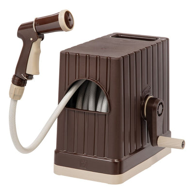 IRIS USA Rectangular Retractable Hose Reel with Nozzle, Brown (Open Box)