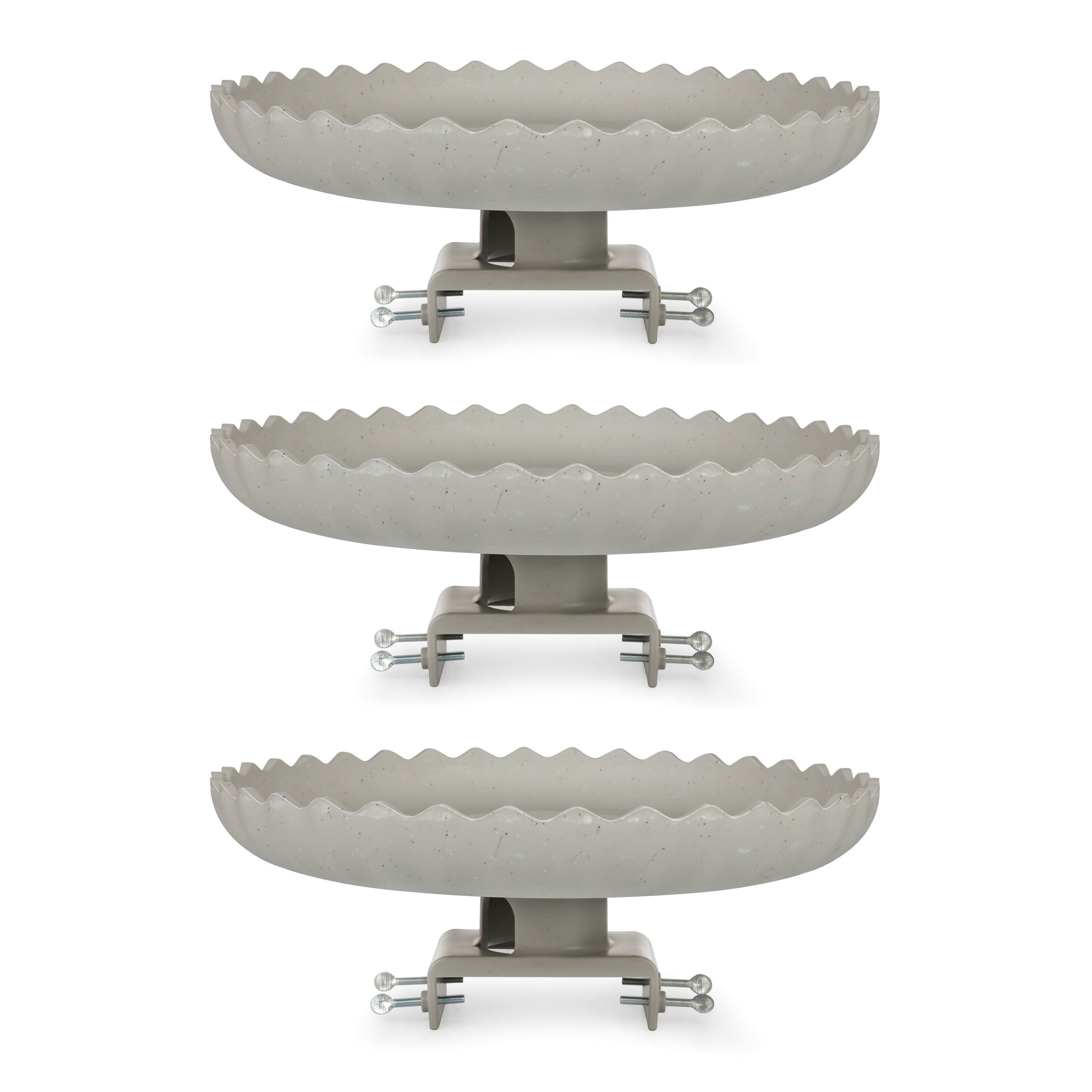 Farm Innovators 120W Outdoor Stone Scalloped Heated Birdbath, Gray (3 Pack)