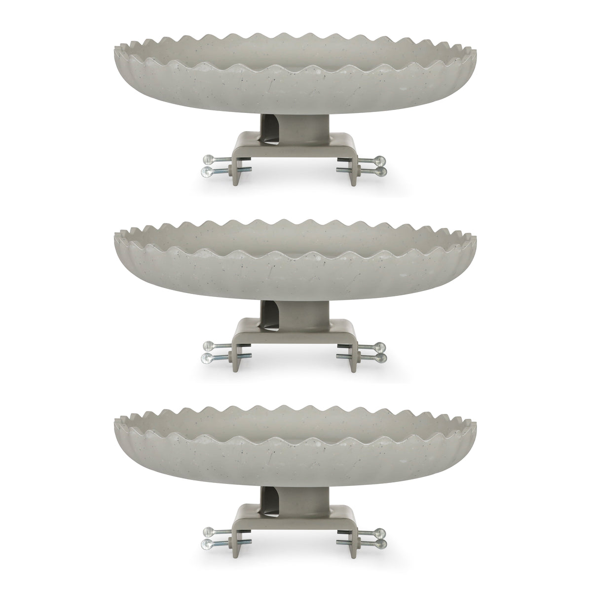 Farm Innovators 120W Outdoor Stone Scalloped Heated Birdbath, Gray (3 Pack)