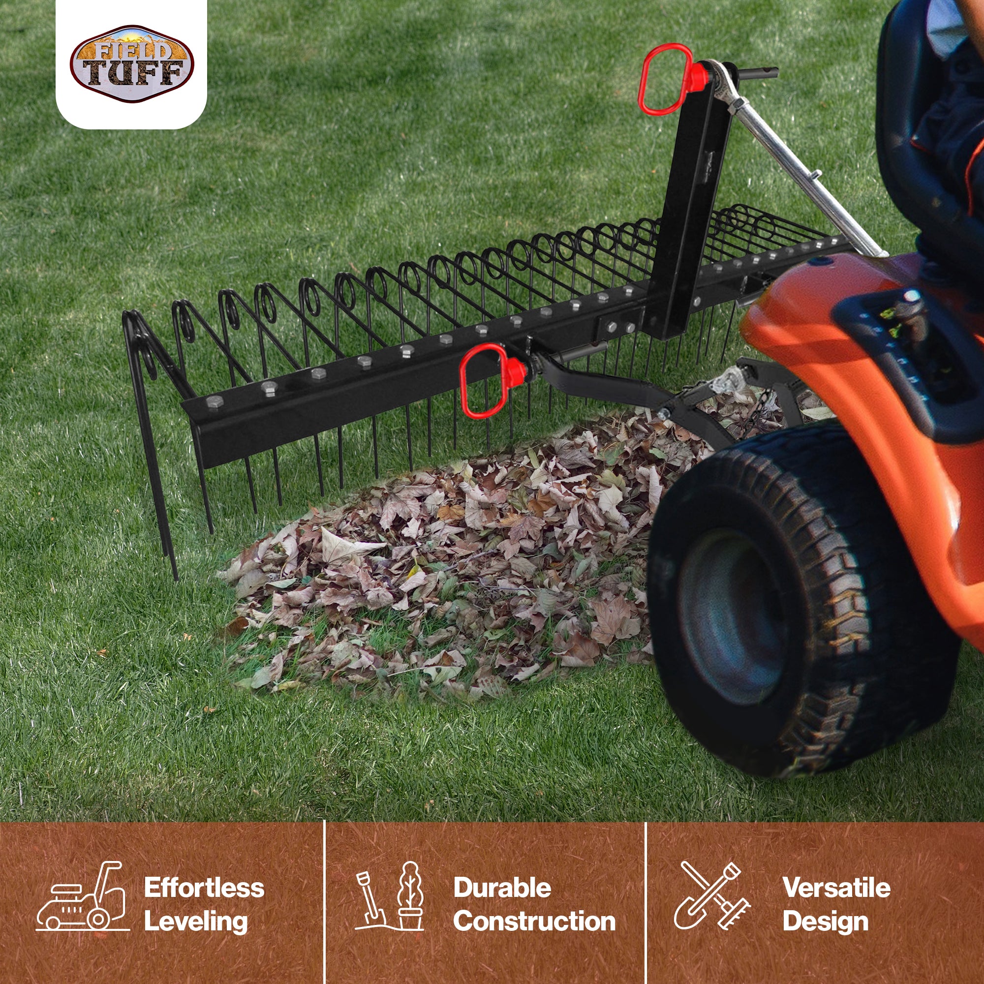 Field Tuff 60 Inch Pine Straw Rake w/ Coil Spring Tines & 3 Point Hitch (Used) - VMInnovations