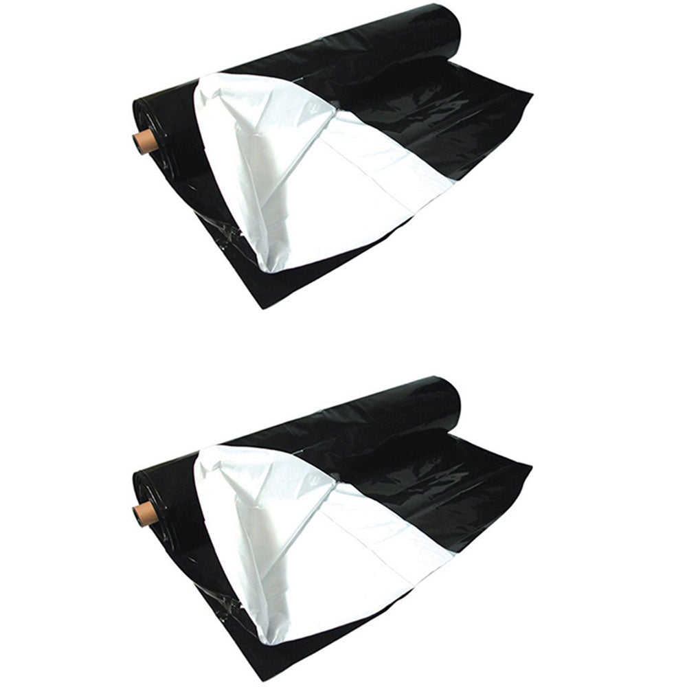 Hydrofarm Black and White 100' x 10' Heavy-Duty Waterproof Poly Film (2 Pack) - VMInnovations