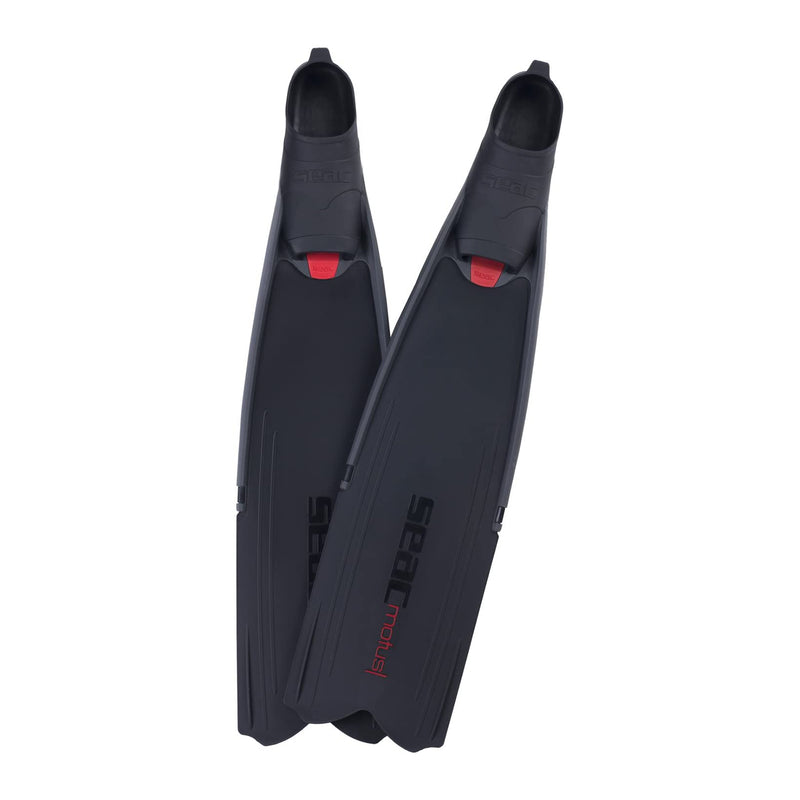SEAC Motus Long Fins for Freediving & Spearfishing, Size 4 to 5.5, Nero Black