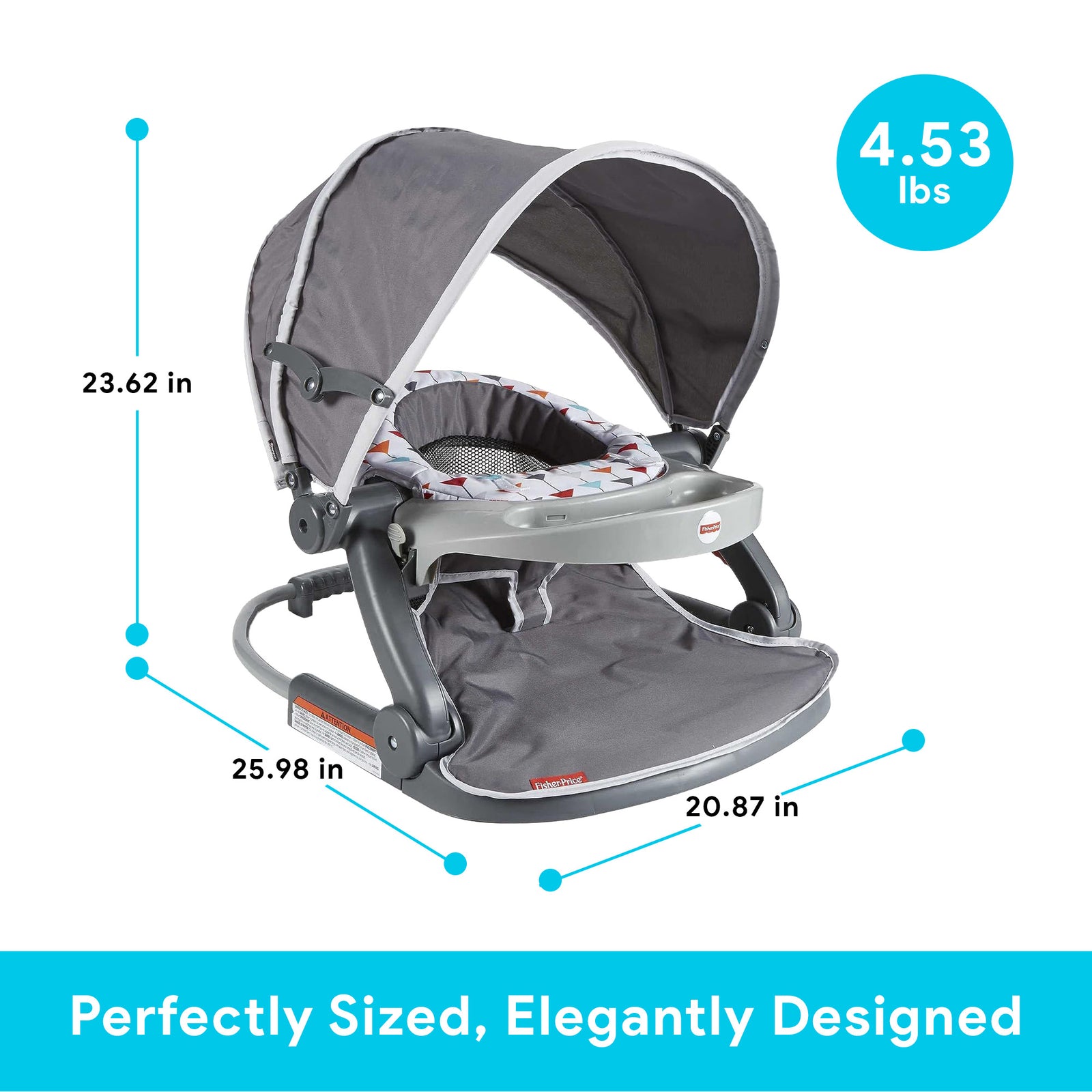 Fisher-Price Foldable Baby Travel Chair On The Go Sit Me Up Floor Seat w/Canopy - VMInnovations