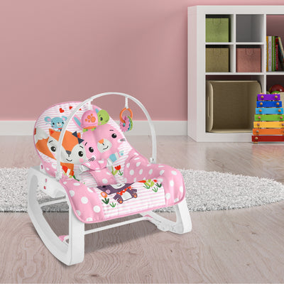 Fisher-Price Infant to Toddler Rocker with Removable Toy Bar, Pink Critters