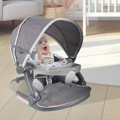 Fisher-Price Foldable Baby Travel Chair On The Go Sit Me Up Floor Seat w/Canopy - VMInnovations