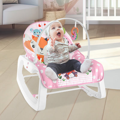 Fisher-Price Infant to Toddler Rocker with Removable Toy Bar, Pink Critters