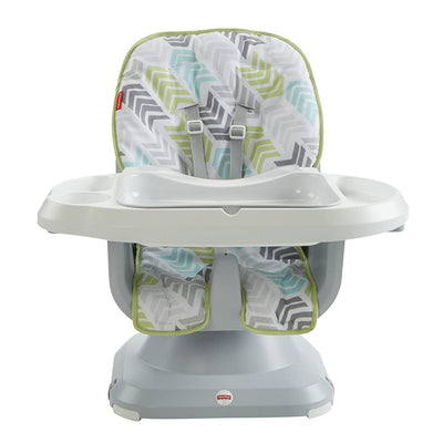Fisher-Price SpaceSaver 2-in-1 Infant High Chair/Toddler Booster Seat, Green