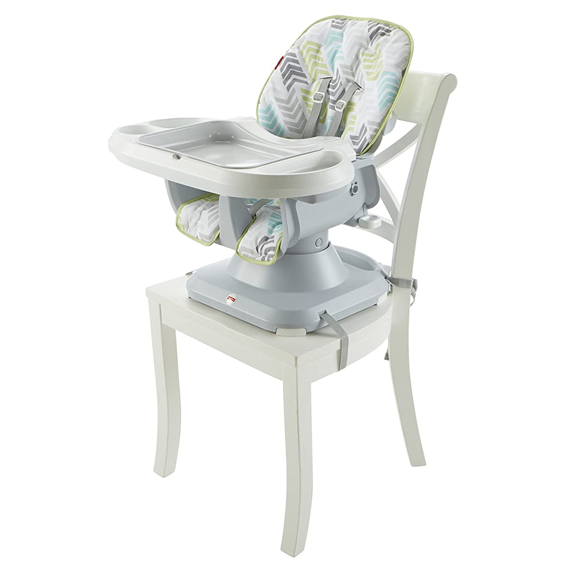 Fisher-Price SpaceSaver 2-in-1 Infant High Chair/Toddler Booster Seat, Green