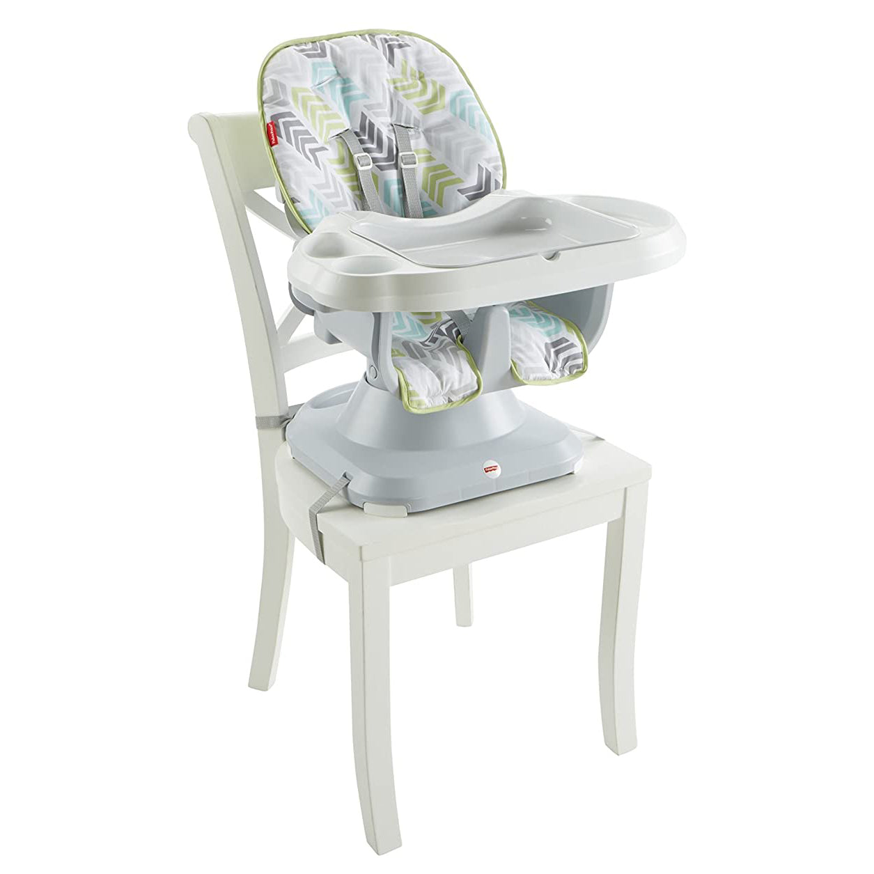 Fisher-Price SpaceSaver 2-in-1 Infant High Chair/Toddler Booster Seat, Green