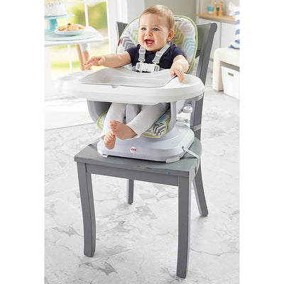 Fisher-Price SpaceSaver 2-in-1 Infant High Chair/Toddler Booster Seat, Green