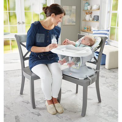 Fisher-Price SpaceSaver 2-in-1 Infant High Chair/Toddler Booster Seat, Green