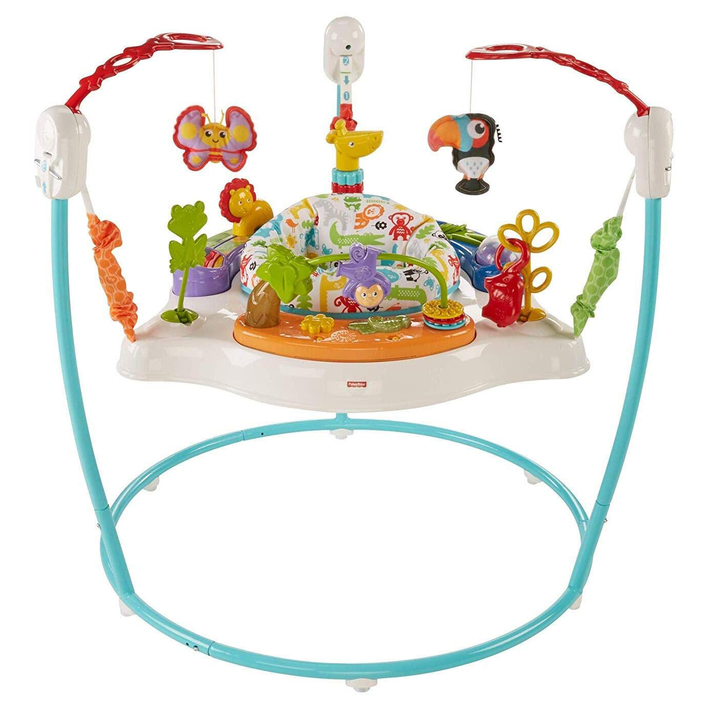 Fisher-Price Colorful Light Up Comfy Animal Activity Baby Bouncer Toy (Open Box) - VMInnovations