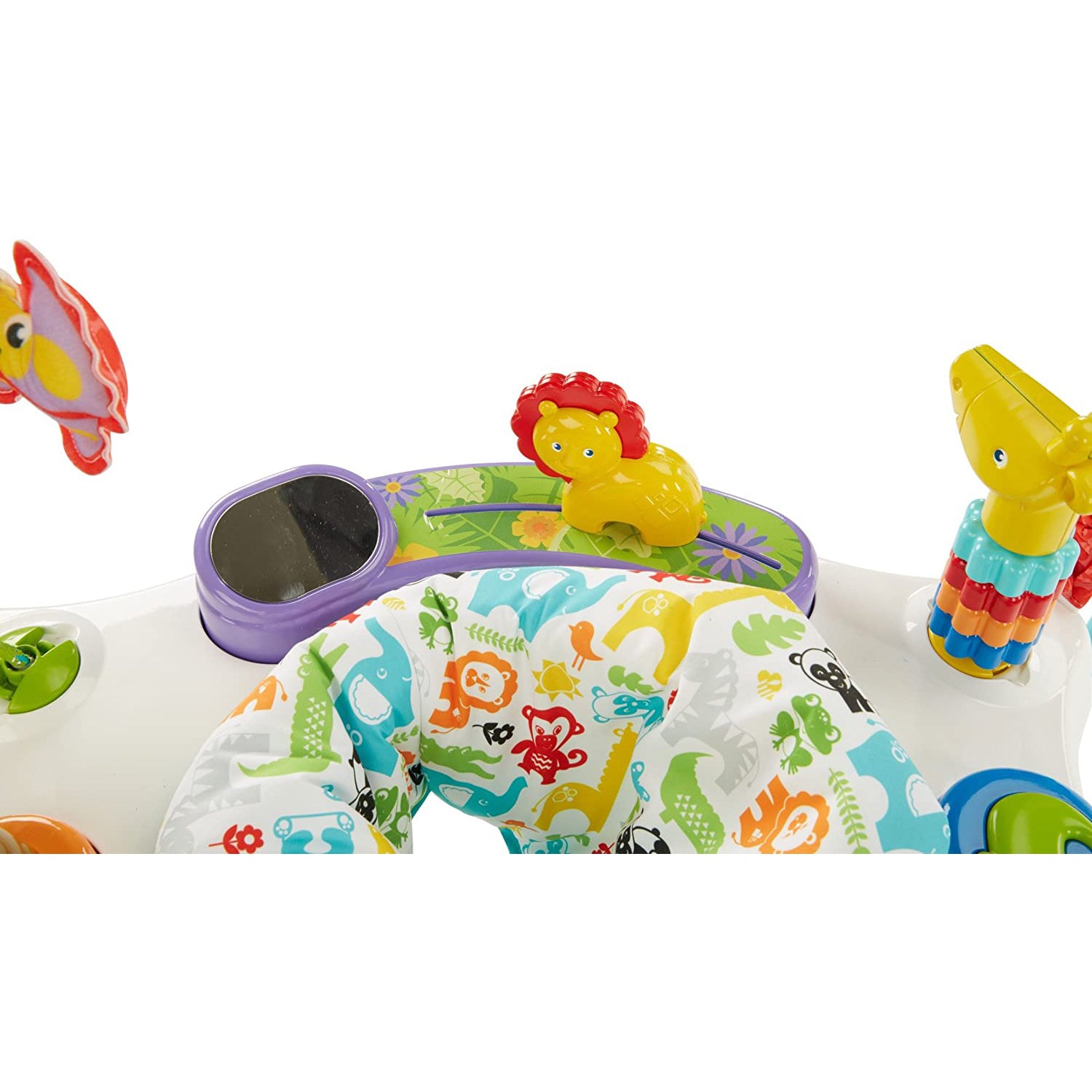 Fisher-Price Colorful Light Up Comfy Animal Activity Baby Bouncer Toy (Open Box) - VMInnovations