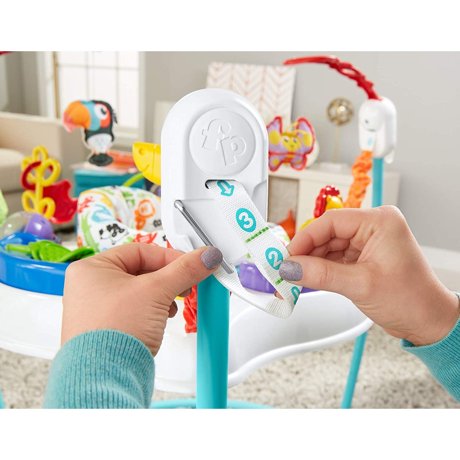 Fisher-Price Colorful Light Up Comfy Animal Activity Baby Bouncer Toy (Open Box) - VMInnovations