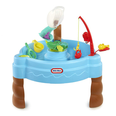 Little Tikes Fish 'n Splash Plastic Water Table with Fishing Pole, Blue/Brown