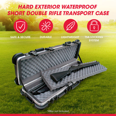 SKB Cases Hard Waterproof Short Double Rifle Transport Case, Black (Open Box)