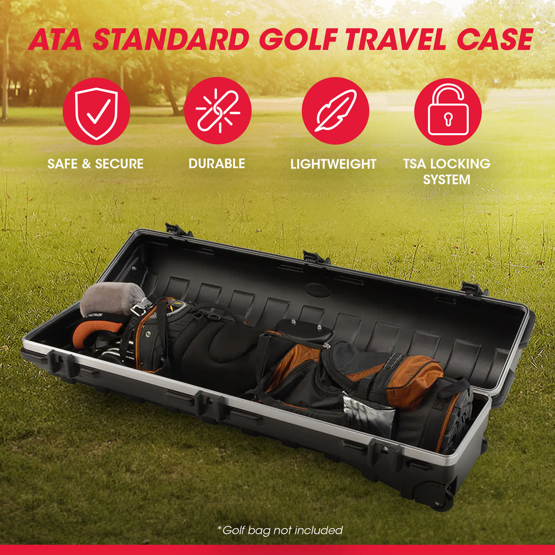 SKB Standard Hard Shell Plastic Wheeled Golf Bag Travel Case, Black(Open Box)